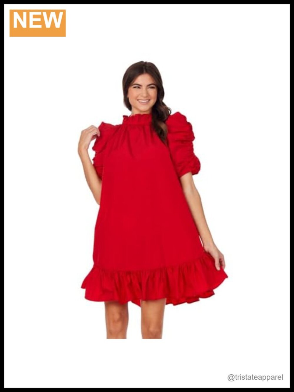 Mud Pie Roosevelt Nylon Party Dress Puff Sleeve Ruffle Neckline
